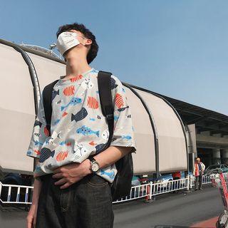 Fish Printed Short-sleeve T-shirt
