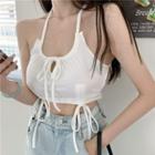 Drawstring Cropped Halter Camisole Top