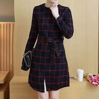 Window Panel Long Sleeve Mini Dress
