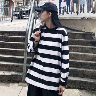 Long-sleeve Striped T-shirt Stripes - Black & White - One Size