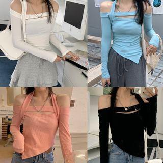 Halter Off-shoulder Asymmetrical Top