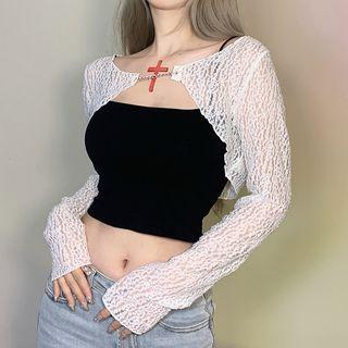 Lace Plain Long Sleeve Cardigan