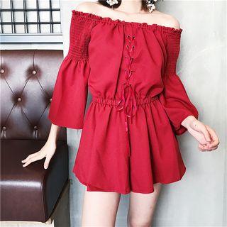 Off Shoulder 3/4-sleeve Playsuit