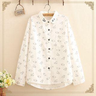 Pig Print Long-sleeve Shirt
