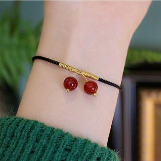 Bead String Bracelet 1 Pc - Red & Black - One Size