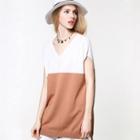 Two-tone Short-sleeve Knit Tunic