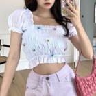 Butterfly Applique Off-shoulder Blouse White - One Size