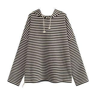 Striped Hoodie Stripes - Black & Off-white - One Size