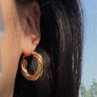 Layered Alloy Hoop Earring 1 Pair - Earrings - One Size