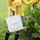 Letter Applique Canvas Tote Bag
