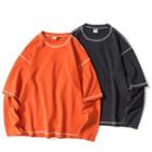 Mock Two-piece Contrast Trim Sweatshirt