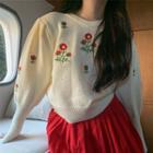 Floral Embroidered Sweater Sweater - One Size