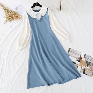 Mock Two Piece Beaded Knit Dress