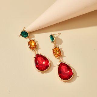 Dangle Earring 1 Pair - 14318 - Dark Green & Orange & Red - One Size