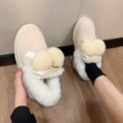 Faux Suede Pom Pom Ankle Snow Boots