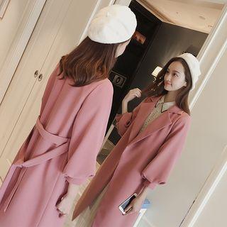3/4 Sleeve Open-front Trench Coat