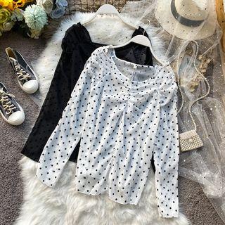 Dotted Shirred Blouse