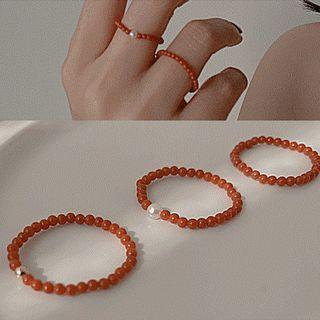 Pearl Agate Bead Ring (various Designs)