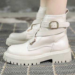 Strappy Platform Block Heel Short Boots