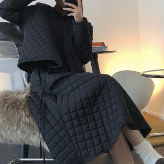 Quilted Jacket / Midi A-line Skirt