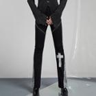 High Waist Lace Panel Bootcut Pants