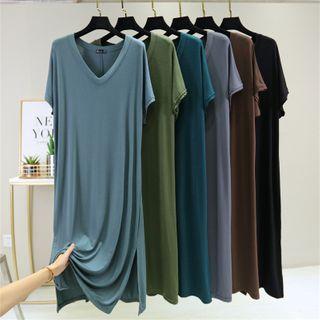 Short-sleeve Plain Sleep Dress