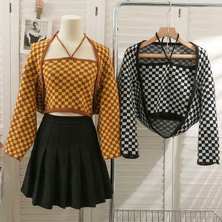 Set: Checkerboard Halter Top + Cape Top