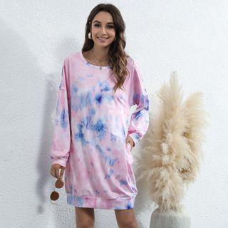 Tie-dye Long-sleeve Mini A-line Dress