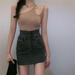 Sleeveless Asymmetrical Top / Cardigan / Skirt