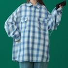 Long Sleeve Gingham Oversized Shirt