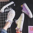 Contrast Stitching Canvas Lace-up Sneakers