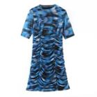 Elbow-sleeve Tie-dyed Mini Sheath Dress