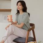Scallop-trim Cable-knit Top
