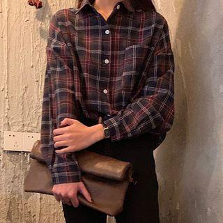 Plaid Loose-fit Polo Shirt As Shown In Figure - One Size