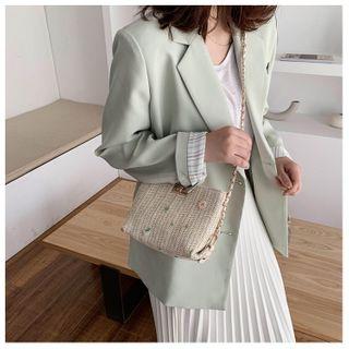 Floral Print Woven Crossbody Bag
