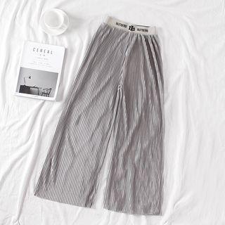 High-waist Lettering Pleated Wide-leg Pants