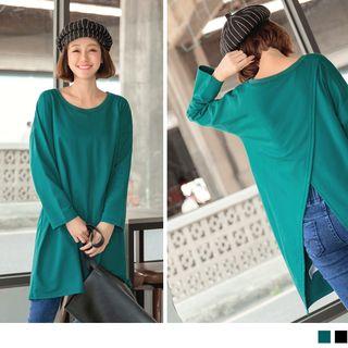 Slit-back Long Sleeve Tunic Top