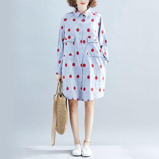 Cherry Print Medium Maxi Shirtdress