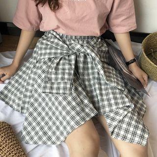 Asymmetric Check A-line Skirt