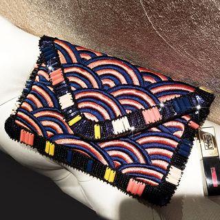 Embroidered Envelope Clutch