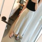 Slit-side Linen Long Skirt