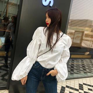 Round-neck Tiered-sleeve Top