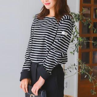 Turn-up Cuff Stripe T-shirt