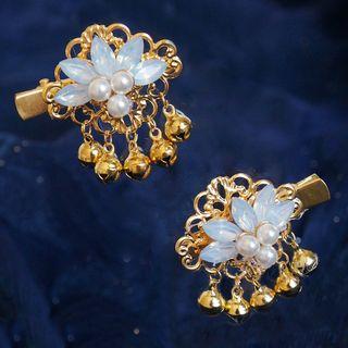 Retro Faux Pearl Lotus Hair Clip