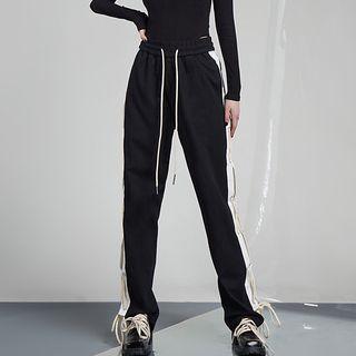 Two-tone Lace-up Loose Fit Pants