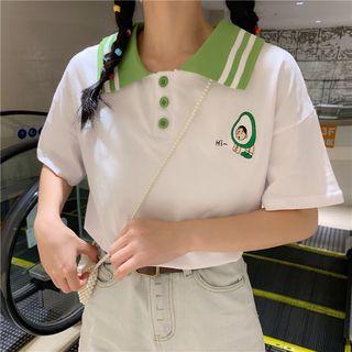 Avocado Embroidered Short-sleeve Polo Shirt
