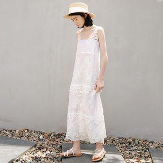 Maxi Lace Tank Dress White - One Size