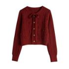 Pompom Detail Open Front Cardigan