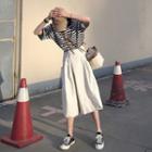 Set: Short-sleeve Striped T-shirt + Gaucho Pants