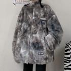 Dye Print Fluffy Zip Jacket